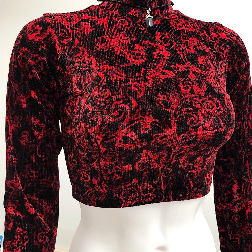 Velvet turtle Neck Crop Top